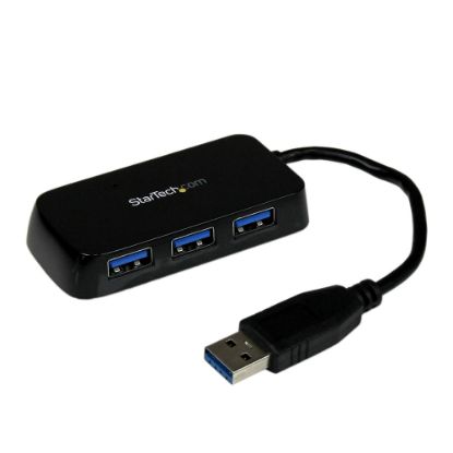 Picture of StarTech.com Portable 4 Port SuperSpeed Mini USB 3.0 Hub - Black - Add four USB 3.0 ports to your notebook or Ultrabook using this slim and portable hub