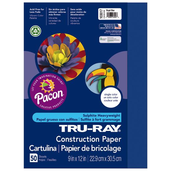 Picture of Tru-Ray Construction Paper, 50% Recycled, 9in x 12in, Royal Blue, Pack Of 50