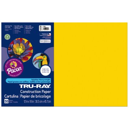 Picture of Tru-Ray Construction Paper, 50% Recycled, 12in x 18in, Yellow, Pack Of 50