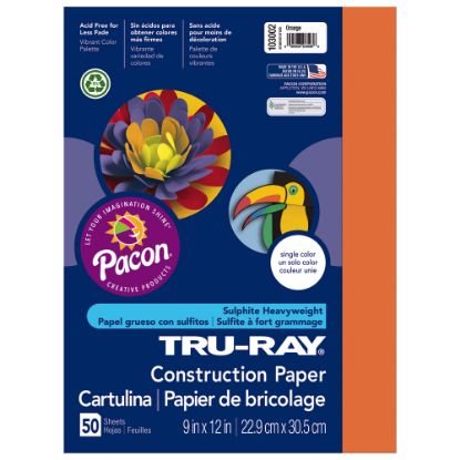 Picture of Tru-Ray Construction Paper, 50% Recycled, 9in x 12in, Orange, Pack Of 50