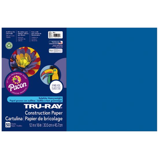 Picture of Tru-Ray Construction Paper, 50% Recycled, 12in x 18in, Blue, Pack Of 50