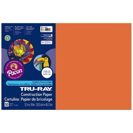 Picture of Tru-Ray Construction Paper, 50% Recycled, 12in x 18in, Orange, Pack Of 50