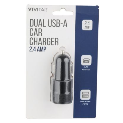 Picture of Vivitar Dual USB-A Car Charger, Black, NIL6001-BLK-STK-24