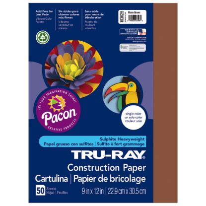 Picture of Tru-Ray Construction Paper, 50% Recycled, 9in x 12in, Warm Brown, Pack Of 50