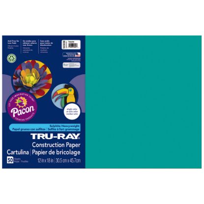 Picture of Tru-Ray Construction Paper, 50% Recycled, 12in x 18in, Turquoise, Pack Of 50