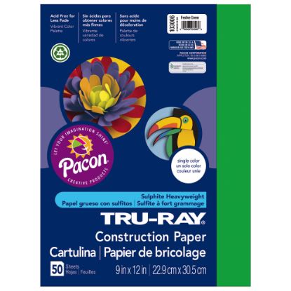 Picture of Tru-Ray Construction Paper, 50% Recycled, 9in x 12in, Festive Green, Pack Of 50