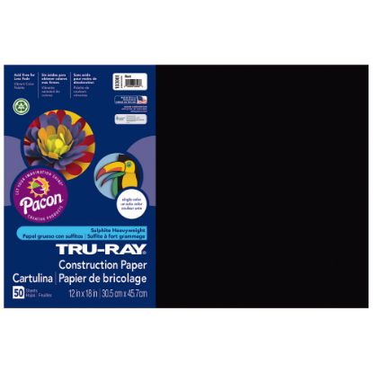 Picture of Tru-Ray Construction Paper, 50% Recycled, 12in x 18in, Black, Pack Of 50