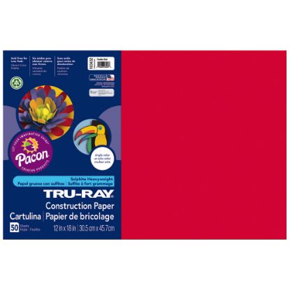 Picture of Tru-Ray Construction Paper, 50% Recycled, 12in x 18in, Festive Red, Pack Of 50