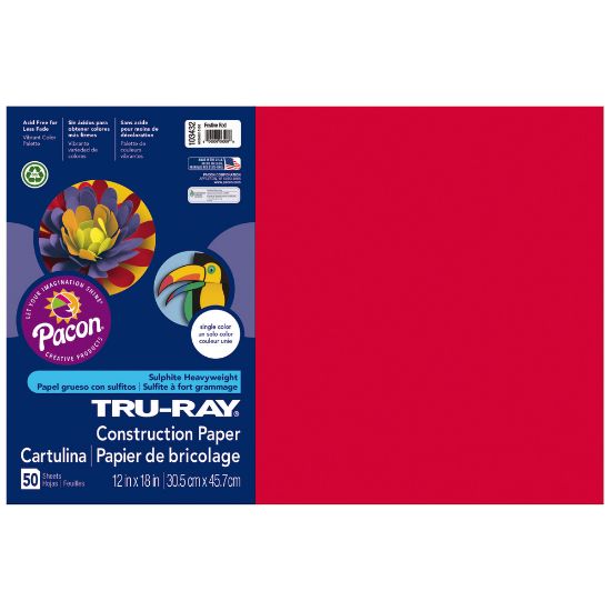 Picture of Tru-Ray Construction Paper, 50% Recycled, 12in x 18in, Festive Red, Pack Of 50