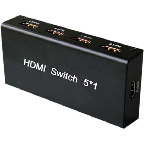 Picture of 4XEM 5 Port HDMI Switch - 1920 x 1080 - Full HD - 1080p5 x 1 - Blu-ray Disc Player, DVR, Set-top Box, Gaming Console, Computer, TV - 1 x HDMI Out