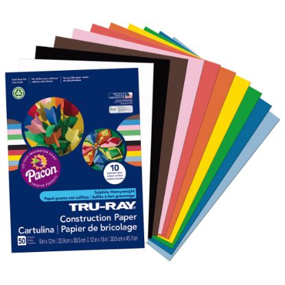 Picture of Tru-Ray Construction Paper, 50% Recycled, Assorted Colors, 9in x 12in, Pack Of 50