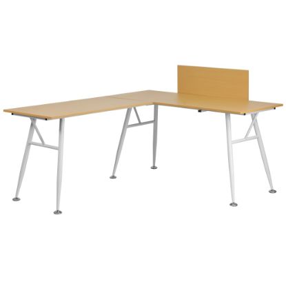 Picture of Flash Furniture 90inW Contemporary L-Shaped Computer Desk, Beechwood/White