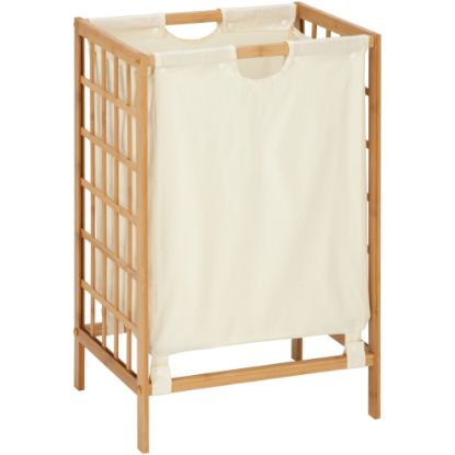 Picture of Honey Can Do Bamboo Grid Frame Hamper, Natural/Off-White