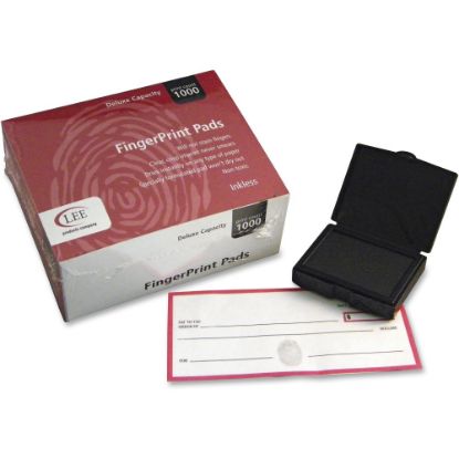 Picture of LEE Inkless FingerPrint Pad - 1 Dozen - 2in Height x 2.3in Width x 1.8in Depth - Black Ink