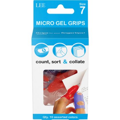 Picture of Lee Tippi Micro-Gel Fingertip Grips, Size 7, Medium, Assorted Colors, Pack Of 10