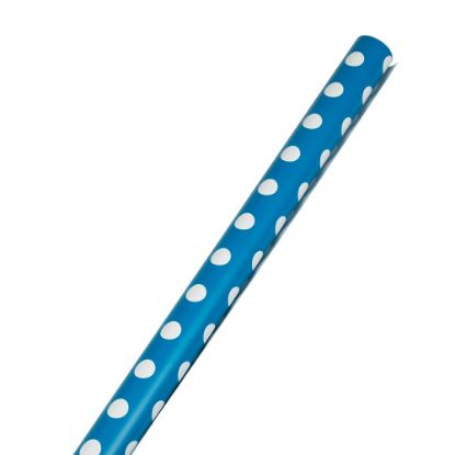 Picture of JAM Paper Wrapping Paper, Polka Dot, 25 Sq Ft, Blue & White