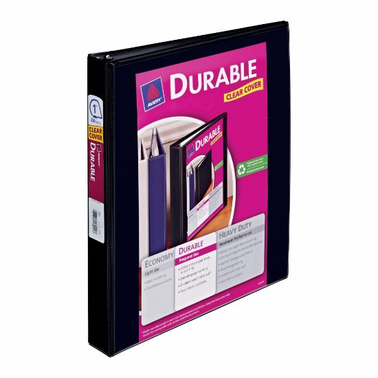 Picture of Avery Durable View 3-Ring Binder With EZ-Turn Rings, 1in D-Rings, 43% Recycled, Black