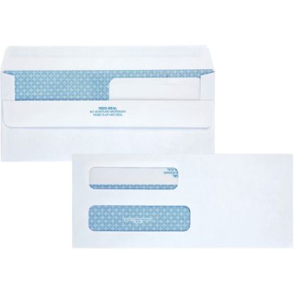 Picture of Quality Park No. 8 5/8 Double Window Security Tinted Check Envelopes - Document - Check - 3 5/8in Width x 8 5/8in Length - 24 lb - Self-sealing - 250 / Carton - White