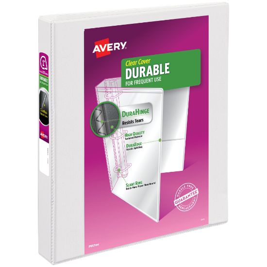 Picture of Avery Durable View 3 Ring Binder, 1in Slant Rings, White, 1 Binder