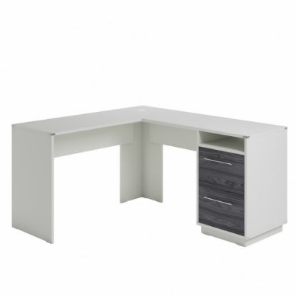 Picture of Sauder Vista Key 60inW L-Computer Desk, Pearl White/Misted Elm