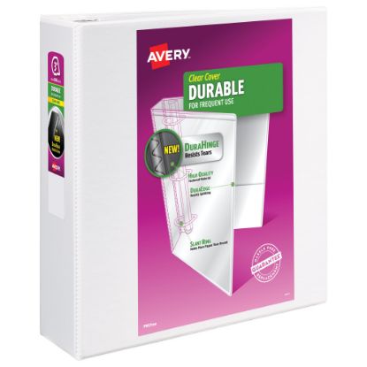 Picture of Avery Durable View 3 Ring Binder, 3in Slant Rings, White, 1 Binder