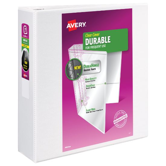 Picture of Avery Durable View 3 Ring Binder, 3in Slant Rings, White, 1 Binder