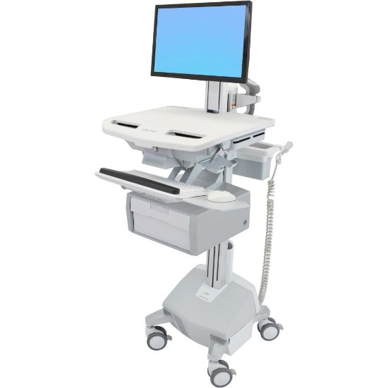 Picture of Ergotron StyleView Cart with LCD Pivot, LiFe Powered, 1 Tall Drawer (1x1) - Up to 24in Screen Support - 33 lb Load Capacity - Floor - Plastic, Aluminum, Zinc-plated Steel