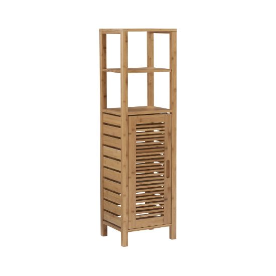 Picture of Linon Bullock 13inW Single Door Bamboo Cabinet with Shelves, Natural