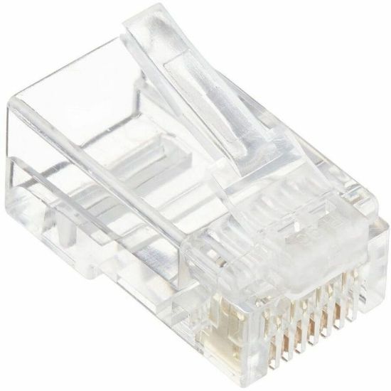 Picture of 4XEM 100 Pack Cat6 RJ45 Modular Ethernet Plugs for Stranded or Solid CAT6 Cable - 100 Pack Modular RJ45 Ethernet ends for Cat6 stranded or solid CAT6 cable - 1 x RJ-45 Male - Gold-plated Contacts