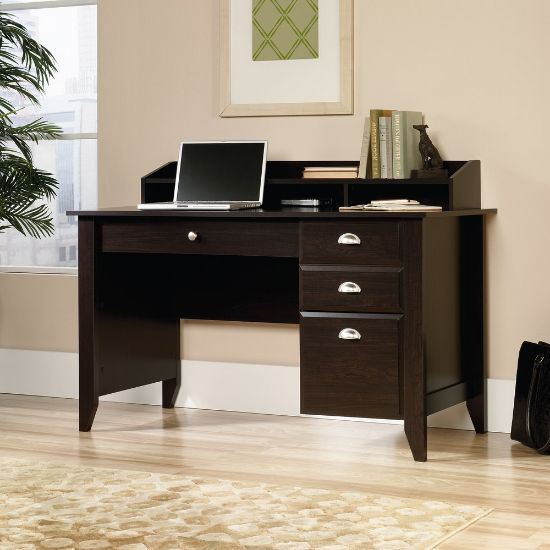 Picture of Sauder Shoal Creek 54inW Computer Desk With Organizer Hutch, Jamocha Wood