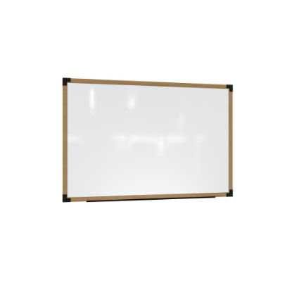 Picture of Ghent Prest Magnetic Dry-Erase Whiteboard, Porcelain, 26-1/4in x 38-1/4in, White, Natural Wood Frame