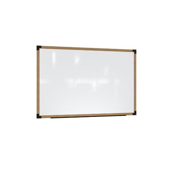 Picture of Ghent Prest Magnetic Dry-Erase Whiteboard, Porcelain, 26-1/4in x 38-1/4in, White, Natural Wood Frame