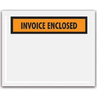 Picture of Tape Logic "Invoice Enclosed" Envelopes, Panel Face, Orange, 4 1/2in x 5 1/2in Pack Of 1,000