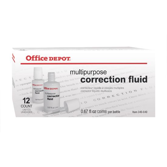 Picture of Office Depot Brand Correction Fluid, Multipurpose, 20 mL, White, Pack Of 12