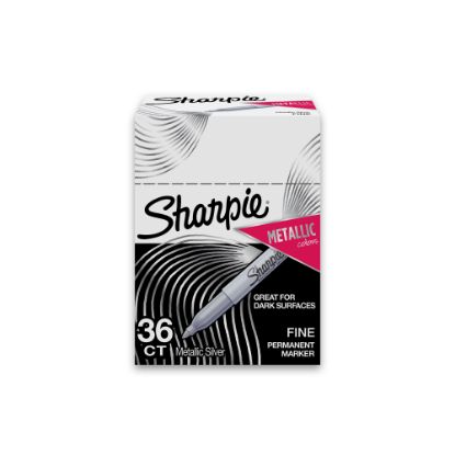 Picture of Sharpie Metallic Permanent Markers, Fine Point, Metallic Silver, Pack Of 36