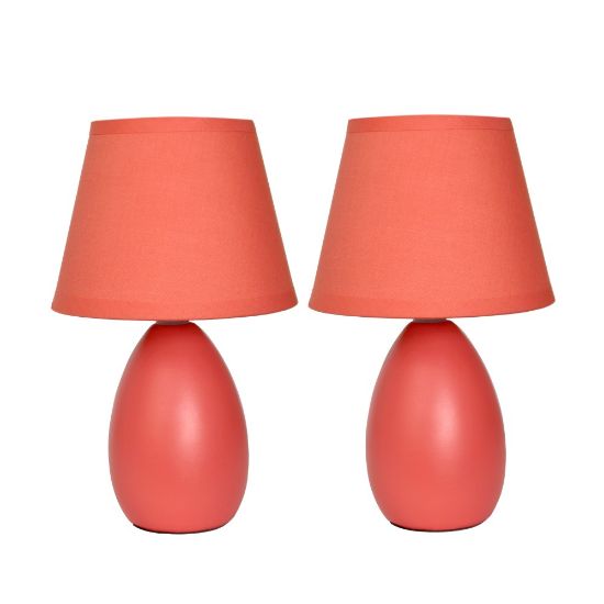 Picture of Simple Designs Mini Egg Oval Ceramic Table Lamp, 9-1/2inH, Orange, Set Of 2 Lamps