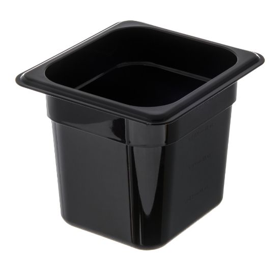 Picture of StorPlus 1/6-Size Plastic Food Pans, 6inH x 6 3/8inW x 6 3/4inD, Black, Pack Of 6