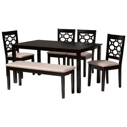 Picture of Baxton Studio Gabriel 6-Piece Dining Set, 29-1/8inH x 59-5/8inW x 35-7/16inD, Sand/Dark Brown