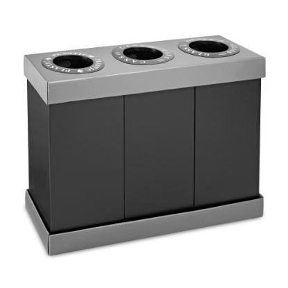 Picture of Alpine 3-Compartment Indoor Trash Bin, 28 Gallon, Black