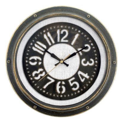 Picture of Realspace Round Wall Clock, 12in, Gray Burlap/Matte Black