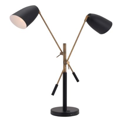 Picture of Zuo Modern Tanner Table Lamp, 28 1/8inH, Brass Shade/Matte Black Base