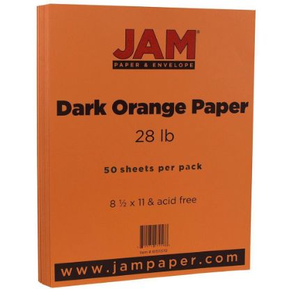 Picture of JAM Paper Color Multi-Use Printer & Copy Paper, Dark Orange, Letter (8.5in x 11in), 50 Sheets Per Pack, 28 Lb