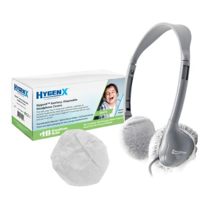 Picture of HamiltonBuhl HygenX Sanitary Ear Cushion Covers, For On-Ear Headphones & Headsets, 2-1/2in White, 50 Pairs