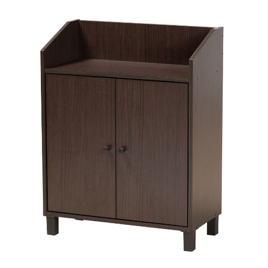 Picture of Baxton Studio Rossin 2-Door Entryway Shoe Storage Cabinet With Top Shelf, Dark Brown/Black