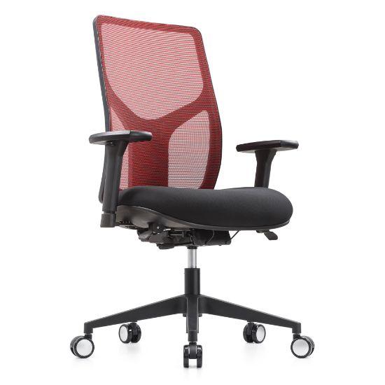 Picture of WorkPro 4000 Series Multifunction Ergonomic Mesh/Fabric High-Back Executive Chair, Red/Black, BIFMA Compliant