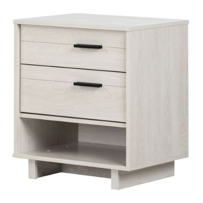 Picture of South Shore Fynn Nightstand With Cord Catcher, 24-3/4inH x 22-1/4inW x 16-1/2inD, Winter Oak