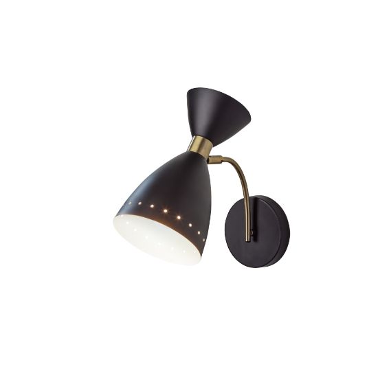 Picture of Adesso Oscar Wall Lamp, 6-1/4inW, Black/Antique Brass