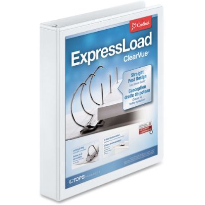 Picture of Cardinal ExpressLoad ClearVue Locking 3-Ring Binder, 1 1/2in D-Rings, White