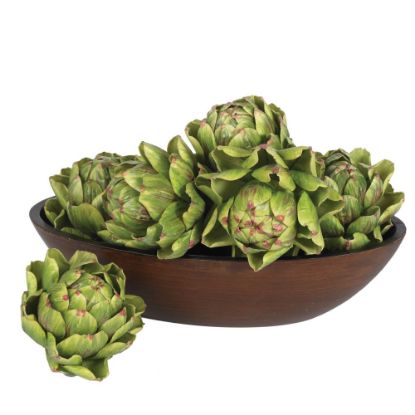 Picture of Nearly Natural Polyester Artichokes, 5in, Green/Maroon, Set Of 6 Artichokes