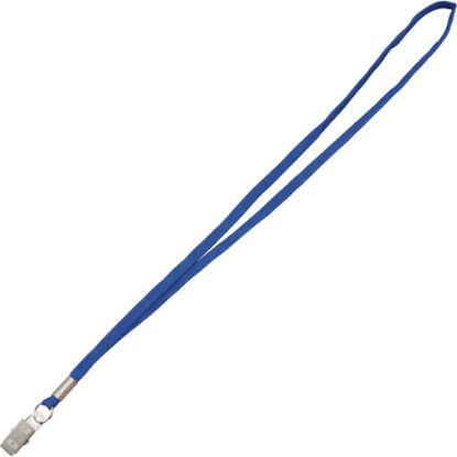 Picture of Advantus Flat Clip Lanyard - 100 / Box - 36in Length - Blue - Woven, Metal